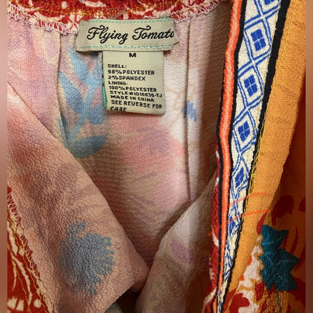 Flying Tomato Yellow and Red Off Shoulder Maxi Dress Size Medium - Picture 3 of 3